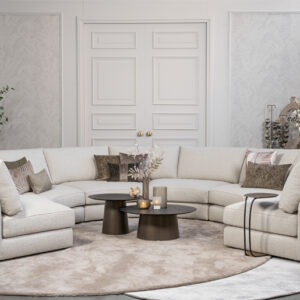 Elementenbank Eva Rondo beige stof ronde hoeken - Lounge Zwolle