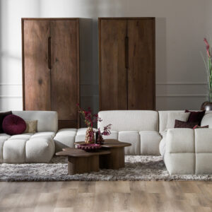 Leefhoek Oriane beige stof blokpatroon - Lounge Zwolle woonwinkel