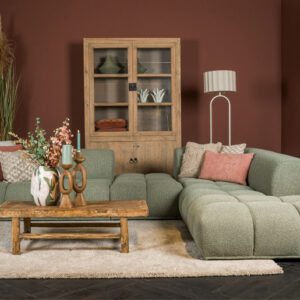 Hoekbank Oriane groen stof met inbetween element - Lounge Zwolle