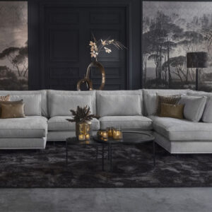 Claire U-opstelling beige moderne stof hoekbank - Lounge Zwolle