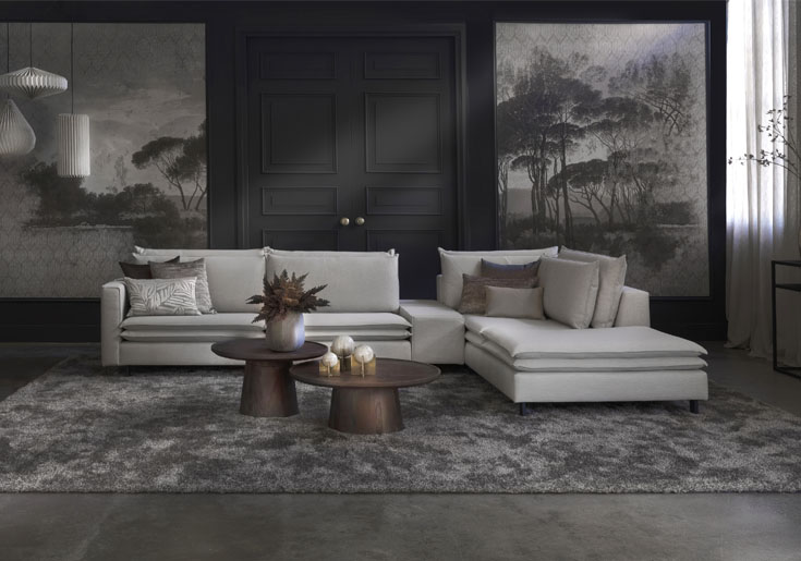 Hoekbank Nadine met in between element modern - Lounge Zwolle